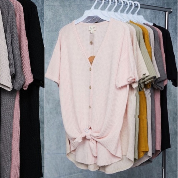 Last Top front tie thermal button down top - Picture 7 of 8